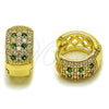 Argolla Huggie 02.267.0069.3.15 Oro Laminado, con Zirconia Cubica Verde y Blanca, Pulido, Tono Dorado