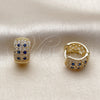 Argolla Huggie 02.267.0069.4.15 Oro Laminado, con Zirconia Cubica Zafiro Azul y Blanca, Pulido, Tono Dorado