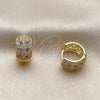 Argolla Huggie 02.267.0069.5.15 Oro Laminado, con Zirconia Cubica Amatista y Blanca, Pulido, Tono Dorado