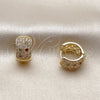 Argolla Huggie 02.267.0069.6.15 Oro Laminado, con Zirconia Cubica Multicolor y Blanca, Pulido, Tono Dorado
