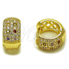Argolla Huggie 02.267.0069.6.15 Oro Laminado, con Zirconia Cubica Multicolor y Blanca, Pulido, Tono Dorado