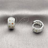 Argolla Huggie 02.267.0069.11.15 Rodio Laminado, con Zirconia Cubica Multicolor y Blanca, Pulido, Rodinado