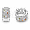 Argolla Huggie 02.267.0069.11.15 Rodio Laminado, con Zirconia Cubica Multicolor y Blanca, Pulido, Rodinado