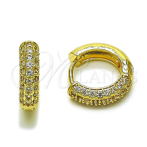 Argolla Huggie 02.267.0109.15 Oro Laminado, con Zirconia Cubica Blanca, Pulido, Tono Dorado