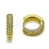 Argolla Huggie 02.267.0109.15 Oro Laminado, con Zirconia Cubica Blanca, Pulido, Tono Dorado