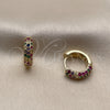 Argolla Huggie 02.267.0109.1.15 Oro Laminado, con Zirconia Cubica Multicolor, Pulido, Tono Dorado