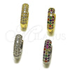 Argolla Huggie 02.267.0109.1.15 Oro Laminado, con Zirconia Cubica Multicolor, Pulido, Tono Dorado