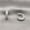 Argolla Huggie 02.267.0109.2.15 Rodio Laminado, con Zirconia Cubica Blanca, Pulido, Rodinado