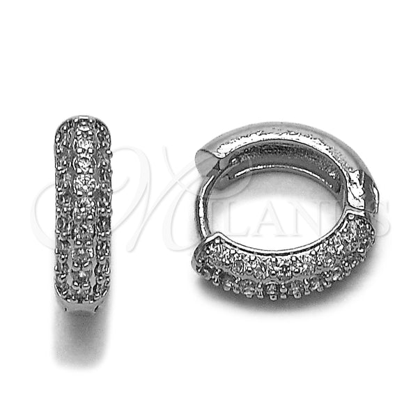 Argolla Huggie 02.267.0109.2.15 Rodio Laminado, con Zirconia Cubica Blanca, Pulido, Rodinado