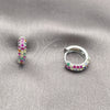 Argolla Huggie 02.267.0109.3.15 Rodio Laminado, con Zirconia Cubica Multicolor, Pulido, Rodinado