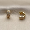 Argolla Huggie 02.267.0110.15 Oro Laminado, con Micro Pave Blanca, Pulido, Tono Dorado