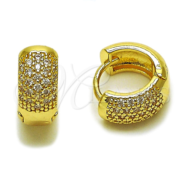 Argolla Huggie 02.267.0110.15 Oro Laminado, con Micro Pave Blanca, Pulido, Tono Dorado