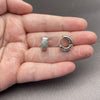 Argolla Huggie 02.267.0110.1.15 Rodio Laminado, con Micro Pave Blanca, Pulido, Rodinado