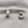 Argolla Huggie 02.267.0110.1.15 Rodio Laminado, con Micro Pave Blanca, Pulido, Rodinado