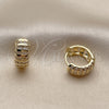 Argolla Huggie 02.267.0111.16 Oro Laminado, con Zirconia Cubica Blanca, Pulido, Tono Dorado