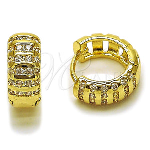 Argolla Huggie 02.267.0111.16 Oro Laminado, con Zirconia Cubica Blanca, Pulido, Tono Dorado