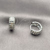 Argolla Huggie 02.267.0111.1.16 Rodio Laminado, con Zirconia Cubica Blanca, Pulido, Rodinado