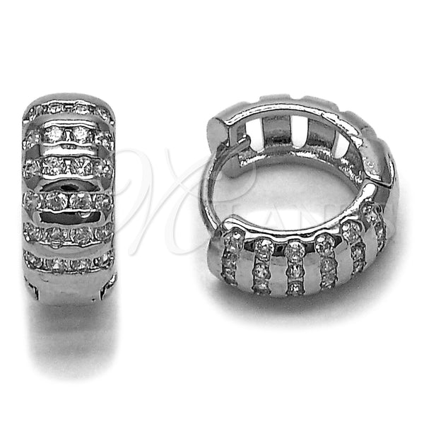 Argolla Huggie 02.267.0111.1.16 Rodio Laminado, con Zirconia Cubica Blanca, Pulido, Rodinado