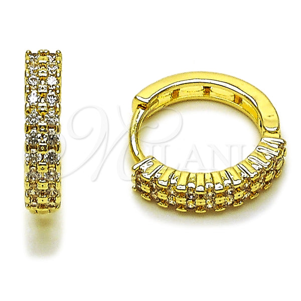 Argolla Huggie 02.267.0112.15 Oro Laminado, con Zirconia Cubica Blanca, Pulido, Tono Dorado