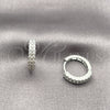Argolla Huggie 02.267.0112.1.15 Rodio Laminado, con Zirconia Cubica Blanca, Pulido, Rodinado