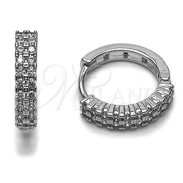 Argolla Huggie 02.267.0112.1.15 Rodio Laminado, con Zirconia Cubica Blanca, Pulido, Rodinado