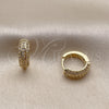 Argolla Huggie 02.267.0113.14 Oro Laminado, con Micro Pave Blanca, Pulido, Tono Dorado