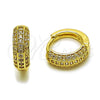Argolla Huggie 02.267.0113.14 Oro Laminado, con Micro Pave Blanca, Pulido, Tono Dorado
