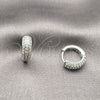 Argolla Huggie 02.267.0113.1.14 Rodio Laminado, con Micro Pave Blanca, Pulido, Rodinado