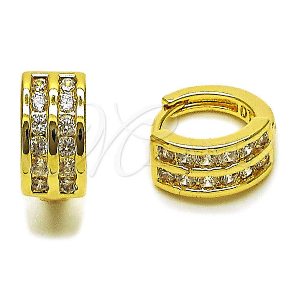 Argolla Huggie 02.267.0114.14 Oro Laminado, con Zirconia Cubica Blanca, Pulido, Tono Dorado