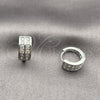 Argolla Huggie 02.267.0114.1.14 Rodio Laminado, con Zirconia Cubica Blanca, Pulido, Rodinado