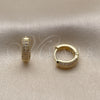 Argolla Huggie 02.267.0115.14 Oro Laminado, con Micro Pave Blanca, Pulido, Tono Dorado