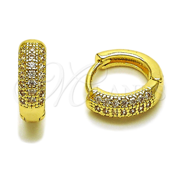 Argolla Huggie 02.267.0115.14 Oro Laminado, con Micro Pave Blanca, Pulido, Tono Dorado