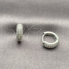 Argolla Huggie 02.267.0115.1.14 Rodio Laminado, con Micro Pave Blanca, Pulido, Rodinado