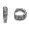 Argolla Huggie 02.267.0115.1.14 Rodio Laminado, con Micro Pave Blanca, Pulido, Rodinado