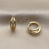 Argolla Huggie 02.267.0116.15 Oro Laminado, con Micro Pave Blanca, Pulido, Tono Dorado