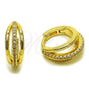 Argolla Huggie 02.267.0116.15 Oro Laminado, con Micro Pave Blanca, Pulido, Tono Dorado
