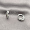 Argolla Huggie 02.267.0116.1.15 Rodio Laminado, con Micro Pave Blanca, Pulido, Rodinado