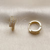 Argolla Huggie 02.267.0117.15 Oro Laminado, con Zirconia Cubica Blanca, Pulido, Tono Dorado
