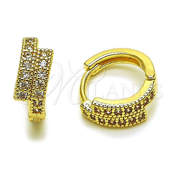 Argolla Huggie 02.267.0117.15 Oro Laminado, con Zirconia Cubica Blanca, Pulido, Tono Dorado