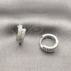 Argolla Huggie 02.267.0117.1.15 Rodio Laminado, con Zirconia Cubica Blanca, Pulido, Rodinado