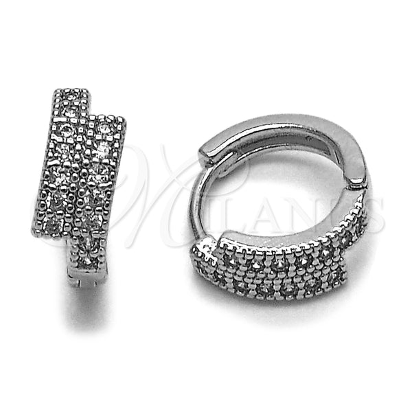 Argolla Huggie 02.267.0117.1.15 Rodio Laminado, con Zirconia Cubica Blanca, Pulido, Rodinado