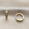 Argolla Huggie 02.267.0118.15 Oro Laminado, con Zirconia Cubica Blanca, Pulido, Tono Dorado