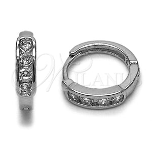 Argolla Huggie 02.267.0118.1.15 Rodio Laminado, con Zirconia Cubica Blanca, Pulido, Rodinado