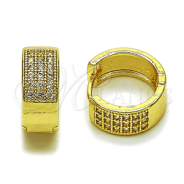 Argolla Huggie 02.267.0119.15 Oro Laminado, con Micro Pave Blanca, Pulido, Tono Dorado