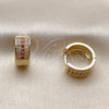 Argolla Huggie 02.267.0119.1.15 Oro Laminado, con Micro Pave Granate y Blanca, Pulido, Tono Dorado