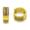 Argolla Huggie 02.267.0119.1.15 Oro Laminado, con Micro Pave Granate y Blanca, Pulido, Tono Dorado