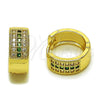 Argolla Huggie 02.267.0119.2.15 Oro Laminado, con Micro Pave Verde y Blanca, Pulido, Tono Dorado
