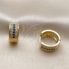 Argolla Huggie 02.267.0119.3.15 Oro Laminado, con Micro Pave Zafiro Azul y Blanca, Pulido, Tono Dorado