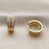 Argolla Huggie 02.267.0119.4.15 Oro Laminado, con Micro Pave Amatista y Blanca, Pulido, Tono Dorado