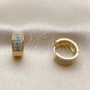 Argolla Huggie 02.267.0119.5.15 Oro Laminado, con Micro Pave Turquoise y Blanca, Pulido, Tono Dorado